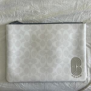 Coach white leather zip pouch